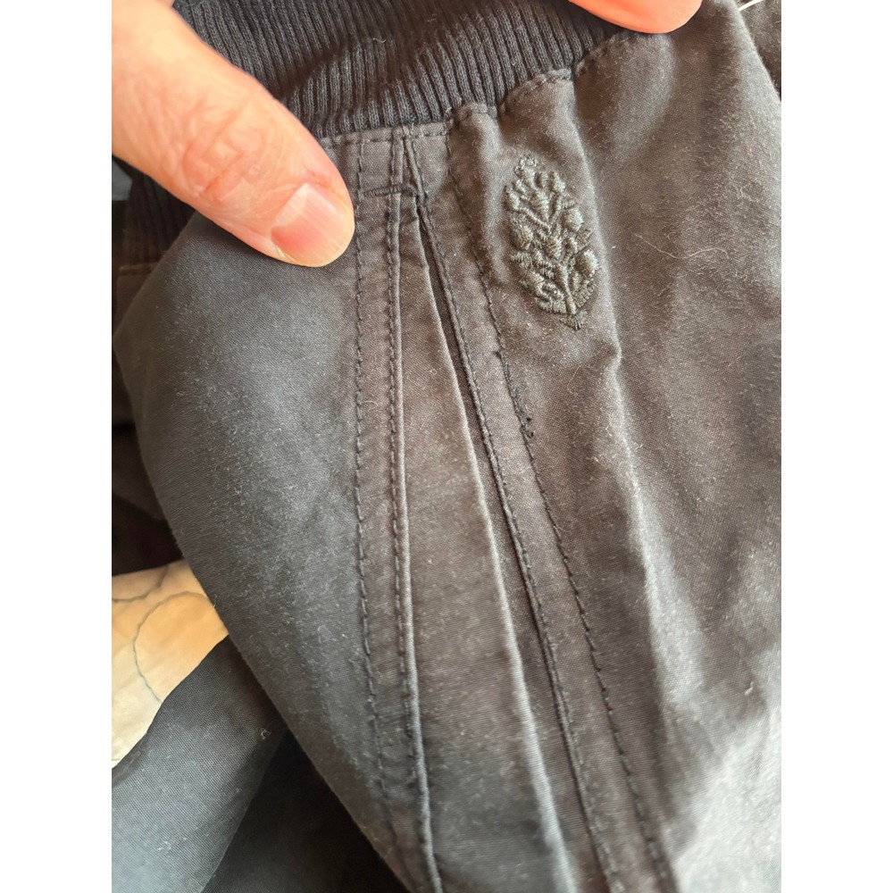 Free People Movement  Black Cargo Pants Ribbed Waist Wide Leg Snap Hem Womens M - Picture 9 of 9
